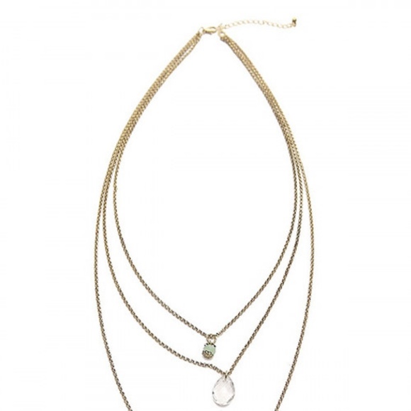 🆕Gold 3 Tiered Layered Feather Crystal Necklace - Picture 6 of 6